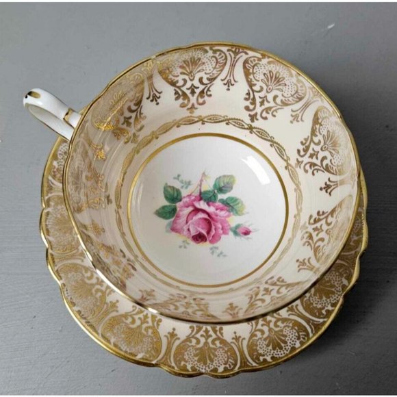 Paragon Tea cup and Saucer by appointment of her royal majesty, rose gold, 1940s - Picture 5 of 9